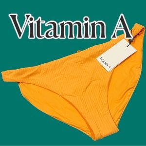 NWT Vitamin A reversible ribbed bikini bottoms in yellow/orange. Size 14 ☀️👙⛱️